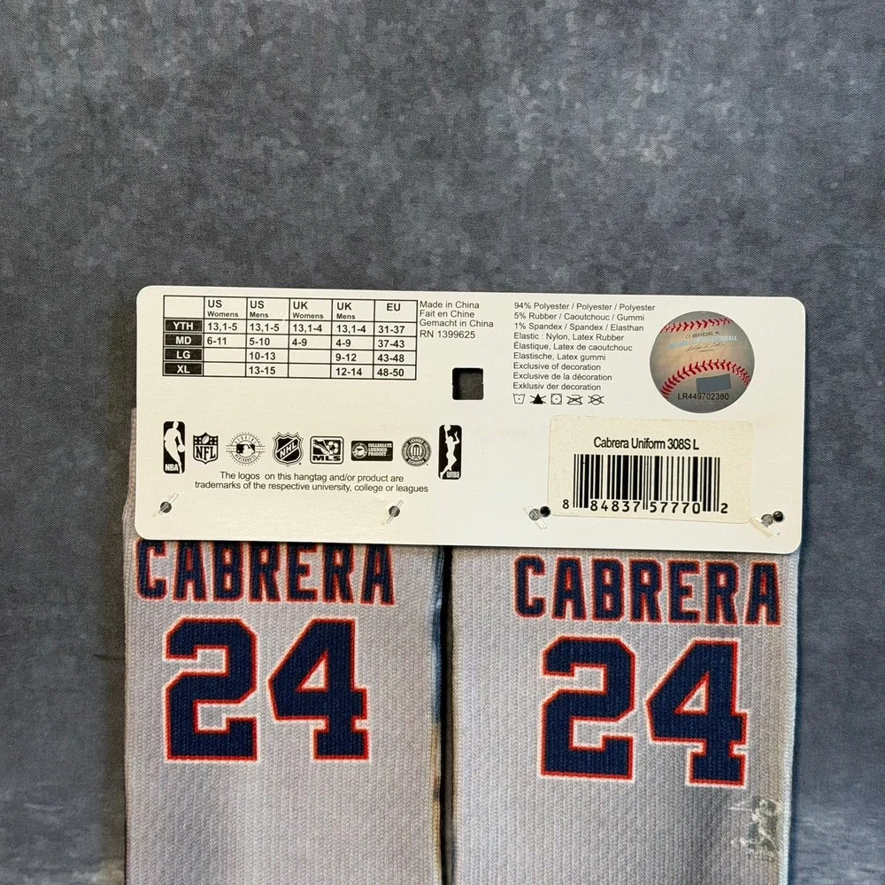 FBF Originals Miguel Cabrera Detroit‎ Tigers MLB Crew Socks Mens Large New